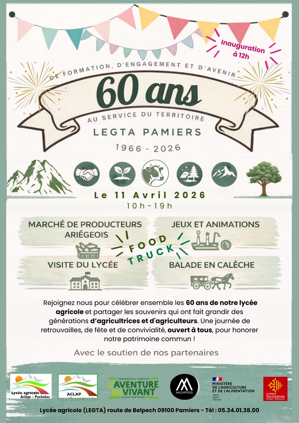 Affiche des 60 ans du lycée agricole de Pamiers